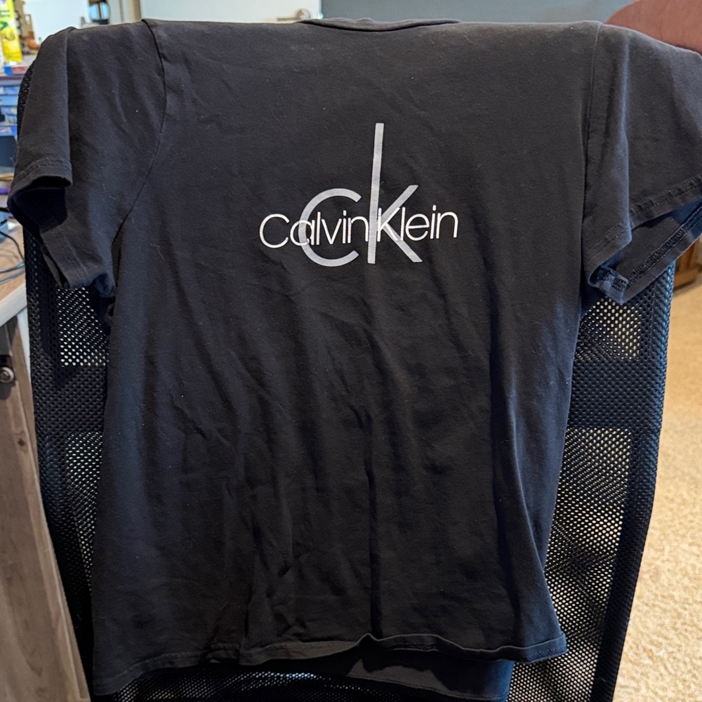 Calvin Klein Black Short Sleeve Tee with White Logo